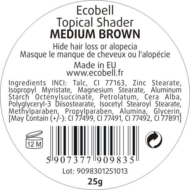 Ecobell Topical Shader 25 g, mascara capillaire résistant à l'eau